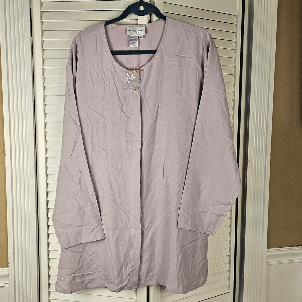 NWT Vintage Morning Side Womens Violet Silk Long Sleeve Blouse Morningside‎ 24W